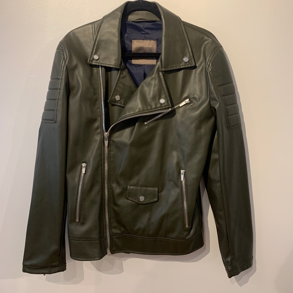 ZARA ARMY GREEN MOTO JACKET - Picture 1 of 9